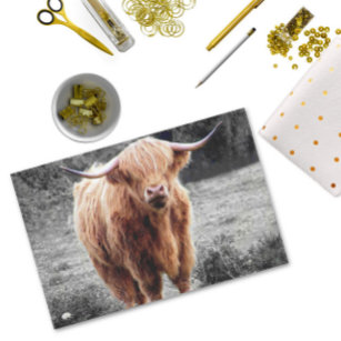 Papier Mousseline Highland Cow Scotland Russe