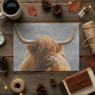 Papier Mousseline Highland Cow Scotland Russe Noir Blanc