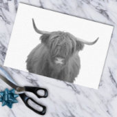 Papier Mousseline Highland Cow Scotland Russe Noir Blanc