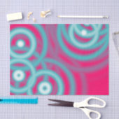 Papier Mousseline Hip rétro milieu siècle fuschia bleu mod cercles (Artisanat)