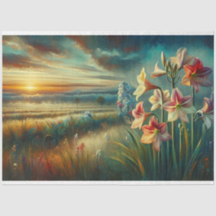 Papier Mousseline Hippeastrum Sunset View Decoupage Tissu Paper