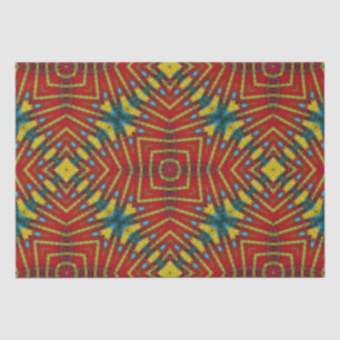 Papier Mousseline Hippie Abstraite Rouge et jaune Floral Tribal ethn