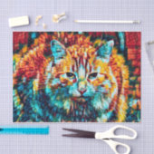 Papier Mousseline Hippie Chat coloré Orange Psychédélique Super (Artisanat)