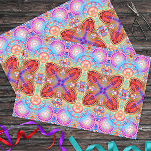 Papier Mousseline Hippie colorée Boho Kaleidoscopique Art fractal