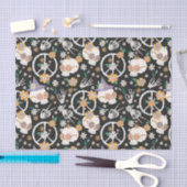Papier Mousseline Hippie Halloween Skulls et Fleurs Motif (Artisanat)