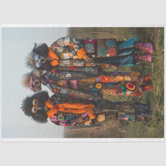 Papier Mousseline Hippie Hipster Standard Pooders Soeurs Découpage (Recto)