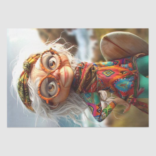 Papier Mousseline Hippie Surfin Grama Découpage (Recto)