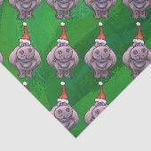 Papier Mousseline Hippo à Santa Hat Motif sur vert (Détail)