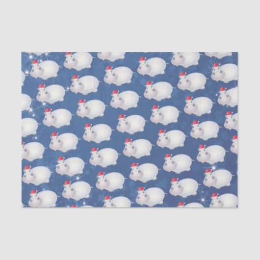 Papier Mousseline Hippo de Noël Hippopotame de Noël (Recto)