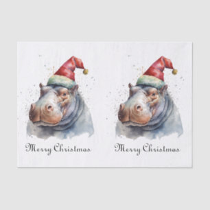 Papier Mousseline Hippo de Noël, personnalisable
