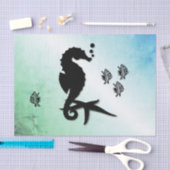 Papier Mousseline Hippocampe dans le vert (Artisanat)