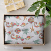 Papier Mousseline Hippocampe multicolore et Shell (Cadeau)