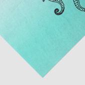 Papier Mousseline Hippocampes Aqua (Détail)