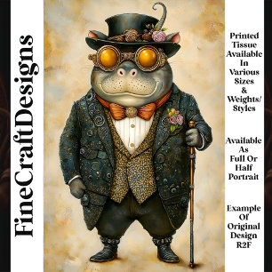 Papier Mousseline Hippopotame Anthropomorphe Steampunk R2F Découpage