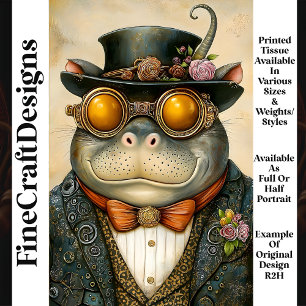 Papier Mousseline Hippopotame Anthropomorphe Steampunk R2H Découpage