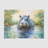 Papier Mousseline Hippopotame d'aquarelle animale (Recto)
