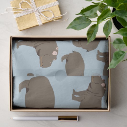 Papier Mousseline Hippopotame Hippo Motif (Cadeau)