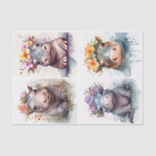 Papier Mousseline Hippopotames