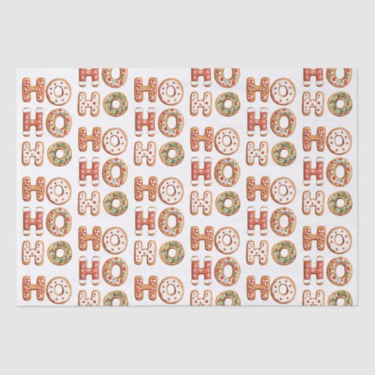 Papier Mousseline Ho Ho Ho Gingerbread Cookie Christmas (Recto)