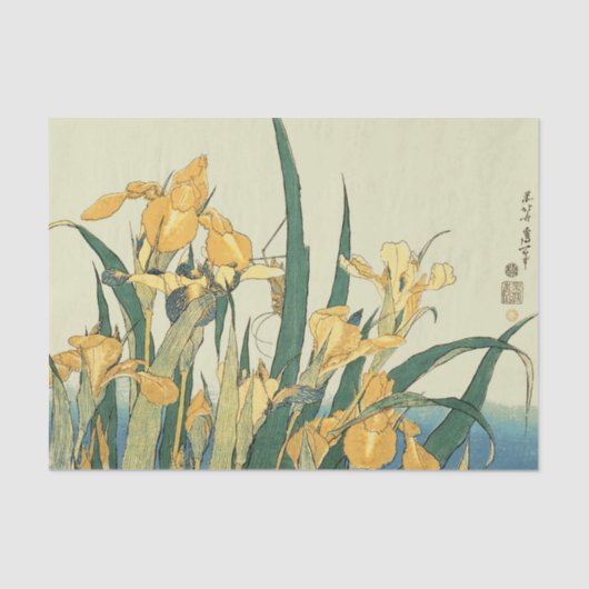 Papier Mousseline Hokusai grasshopper et iris Japon (Recto)