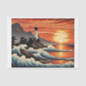 Papier Mousseline Hokusai style vagues avec la côte du phare (Recto)