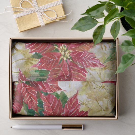 Papier Mousseline Holiday Poinsettia (Cadeau)