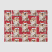 Papier Mousseline Holiday Pomeranian Dog Red Plaid Christmas (Recto)