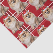 Papier Mousseline Holiday Pomeranian Dog Red Plaid Christmas (Détail)