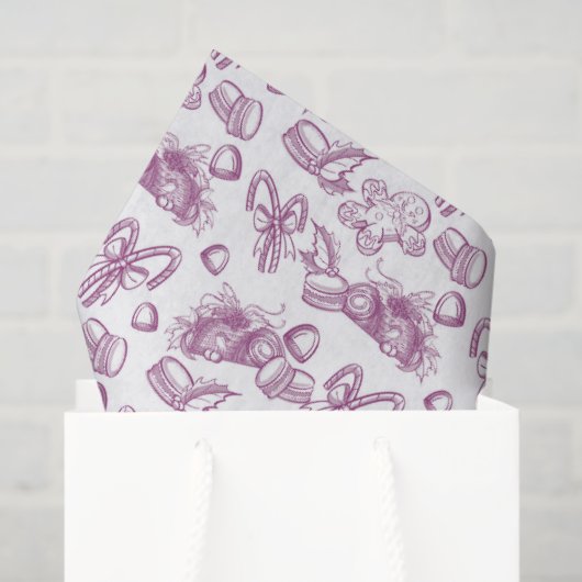 Papier Mousseline Holiday Sweets- Sugar Plum (Sheer) (Sac cadeau)