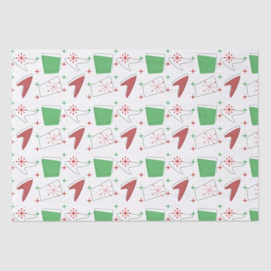 Papier Mousseline Holliday Retro Motif atomique sur blanc (Recto)