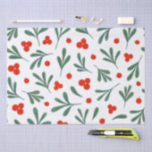 Papier Mousseline Holly Berries Plante hiver Motif sans couture (Artisanat)