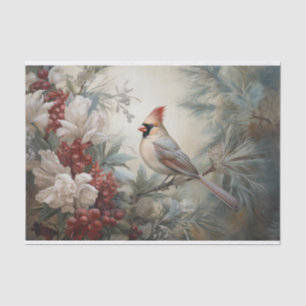 Papier Mousseline Holly Berry Cardinal de Noël Découpage d'Hiver