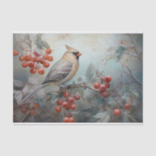 Papier Mousseline Holly Berry Cardinal de Noël Découpage d'hiver