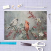 Papier Mousseline Holly Berry Cardinal de Noël en Hiver Découpage (Artisanat)