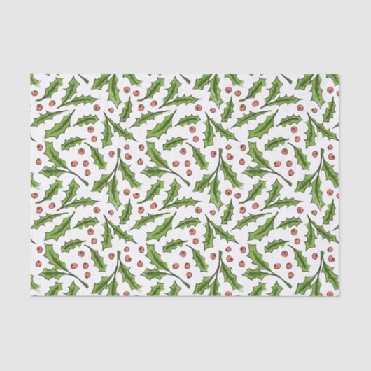 Papier Mousseline Holly Berry Sprig Motif (Recto)