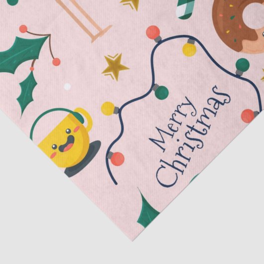 Papier Mousseline Holly Dons Noël rose (Détail)