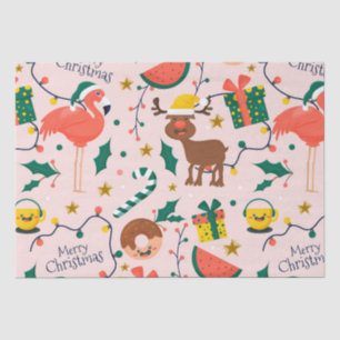 Papier Mousseline Holly Dons Noël rose