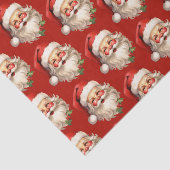 Papier Mousseline Holly Jolly Santa Claus Motif de Noël rétro (Détail)