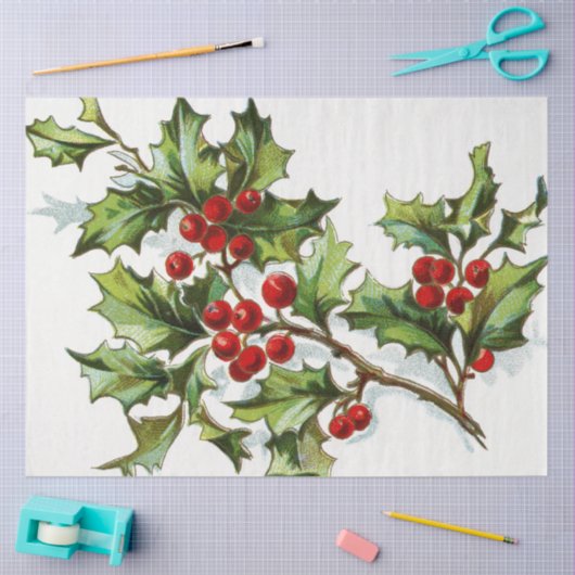 Papier Mousseline HollyBerries20150802 (Artisanat)