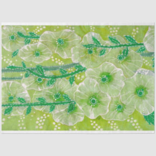 Papier Mousseline Hollyhock Mallow Fleurs Malva Tons verts Floral