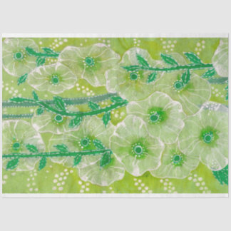 Papier Mousseline Hollyhock Mallow Fleurs Malva Tons verts Floral