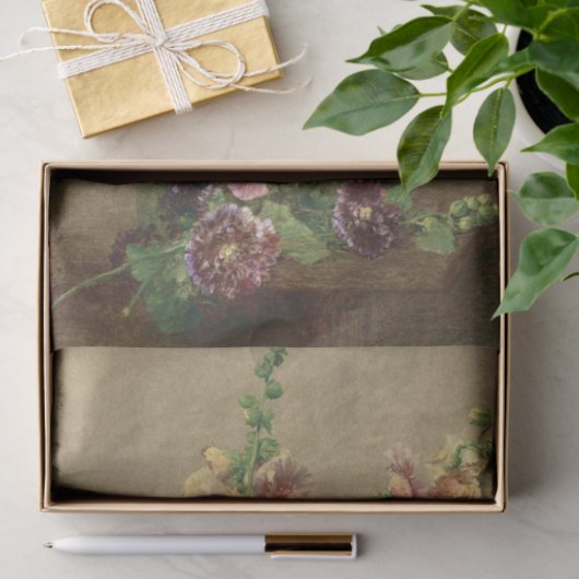 Papier Mousseline Hollyhocks, Découpage (Cadeau)