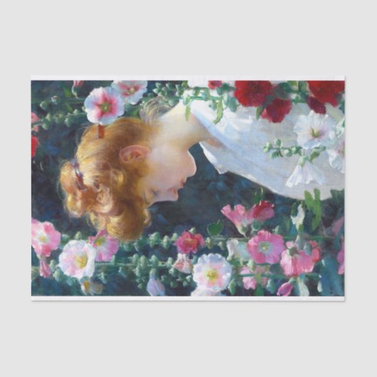 Papier Mousseline Hollyhocks et Sunlight Charles Curran (Recto)