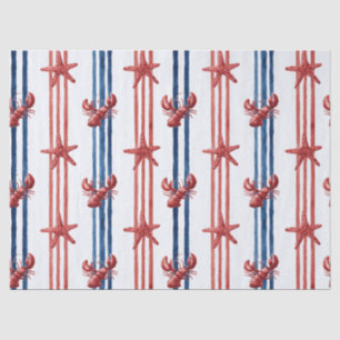 Papier Mousseline Homard Rouge Blanc Bleu Patriotique Étoiles (1)