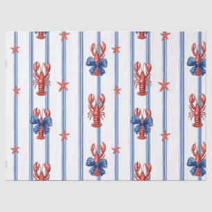 Papier Mousseline Homard Rouge Blanc Bleu Patriotique Étoiles (5)
