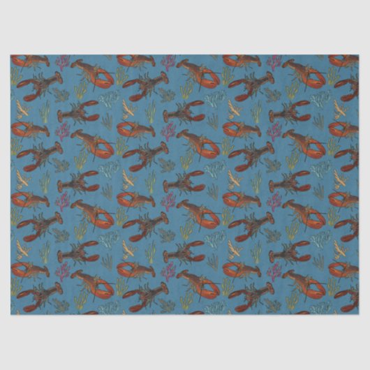 Papier Mousseline Homards en mer Motif Illustré (Recto)
