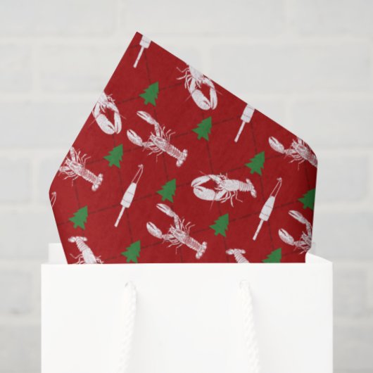 Papier Mousseline Homards nautiques et bouées Motif de Noël (Sac cadeau)