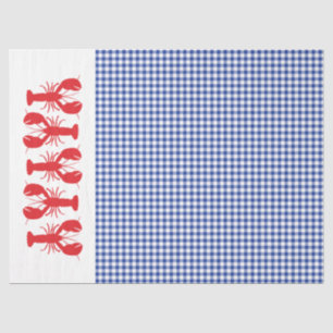 Papier Mousseline Homards rouges Bleu Blanc En vichy Fête côtière