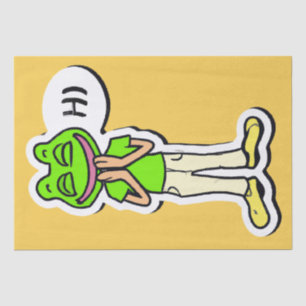 Papier Mousseline Homme avec tête de grenouille souriante sur Jaune 