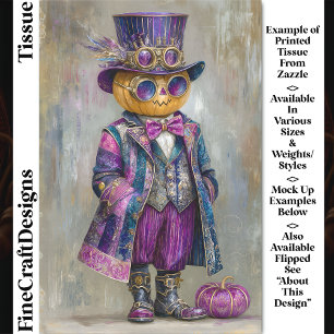 Papier Mousseline Homme citrouille Steampunk coloré art découpage DM